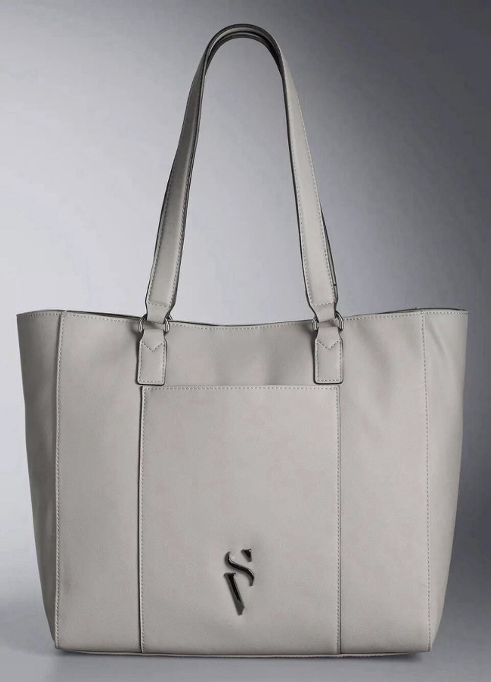 NEW Simply Vera Vera Wang Lavey Raddix Tote Bag - Vegan Leather - Moon Rock
